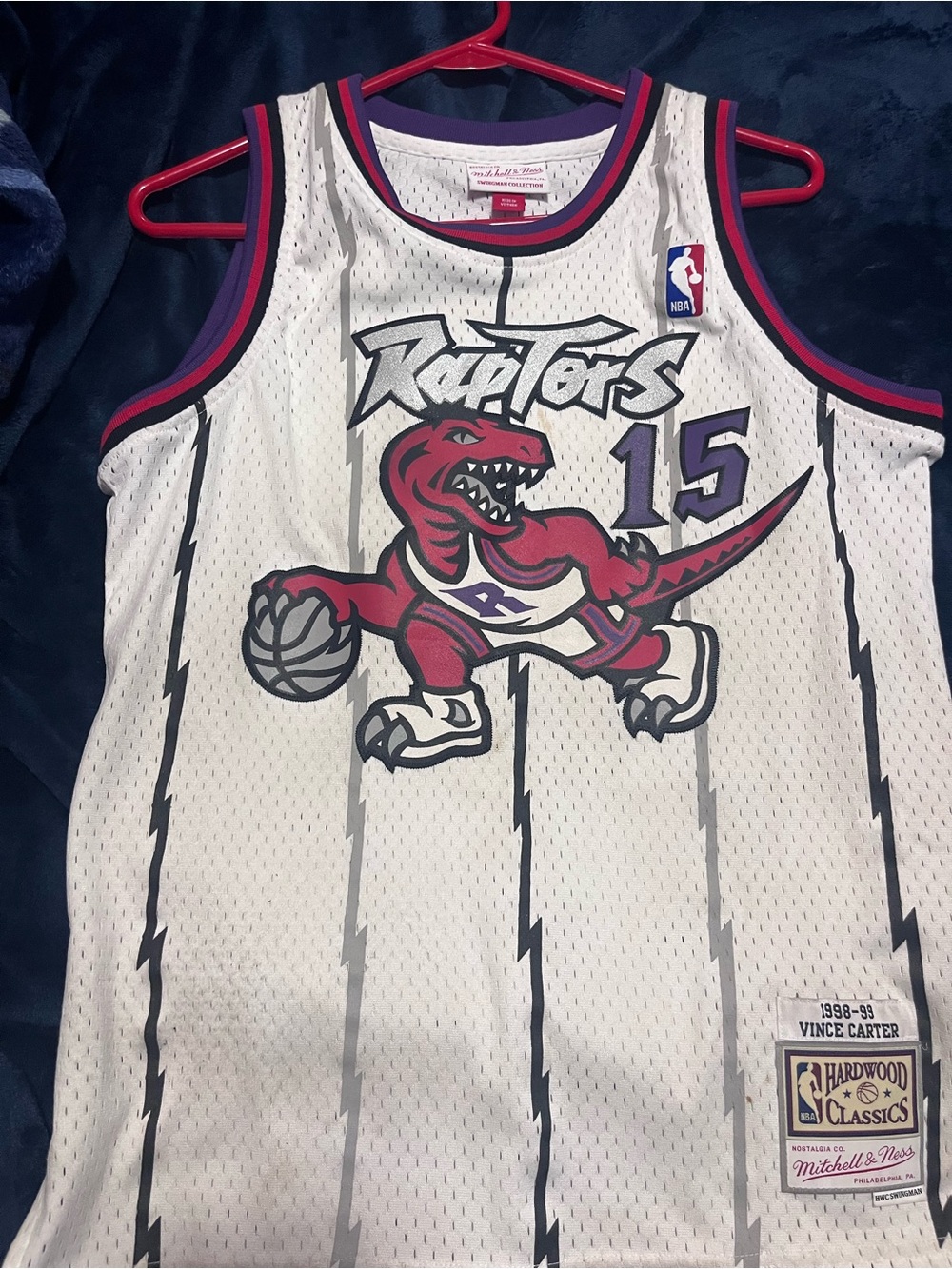 Mitchell & Ness White Red Purple Toronto Raptors #15 Kids Jersey
